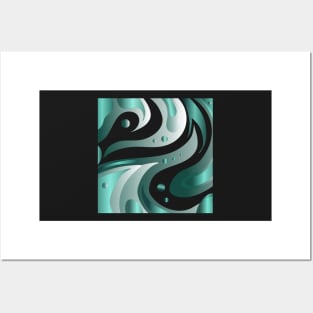 Teal and blue green abstract underwater world Posters and Art